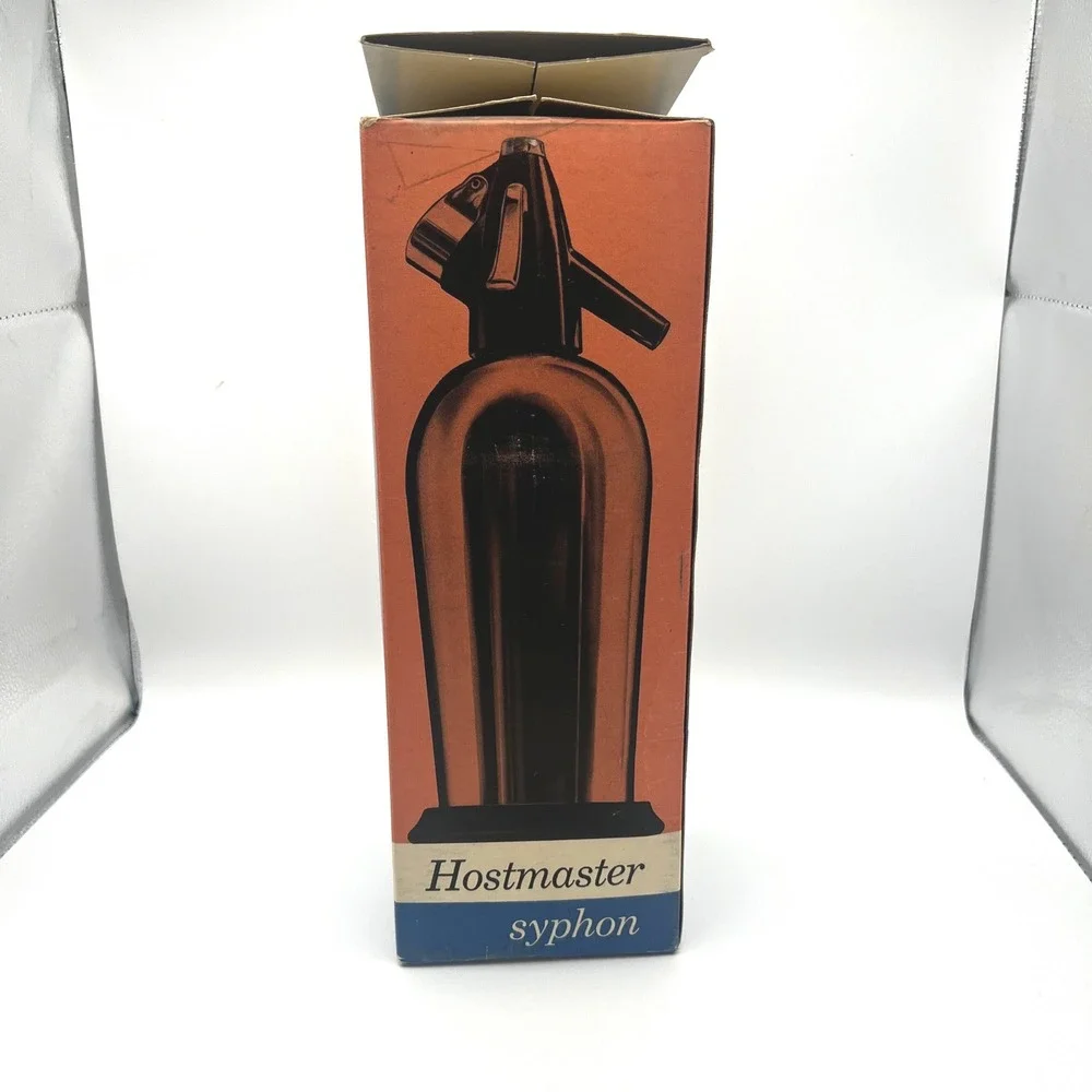 Vintage Hostmaster Syphon Soda Water Maker Red Metallic Barware with Box